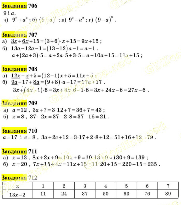 Вправа 706-712